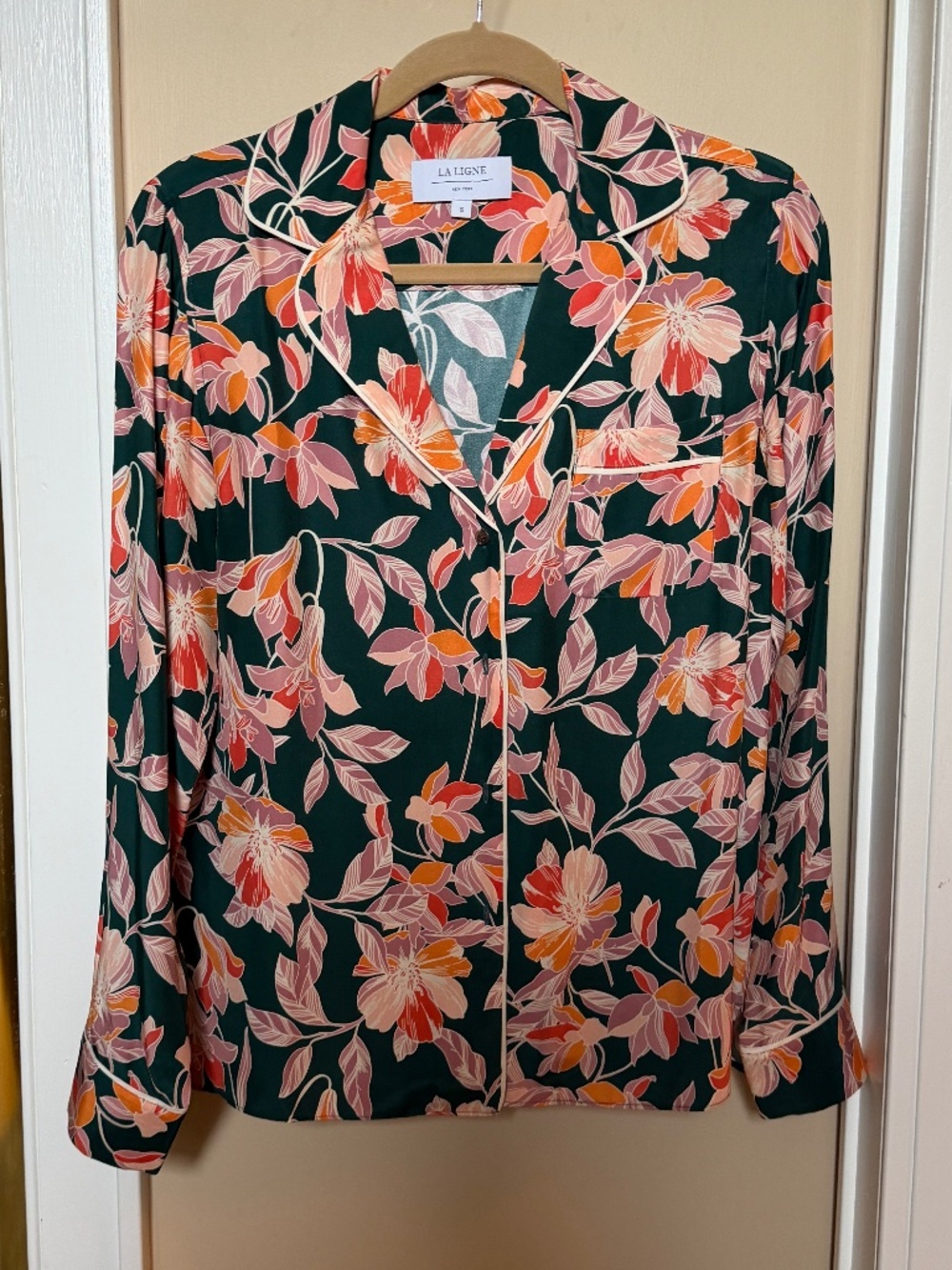 Silk floral La Ligne button down - like new!